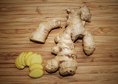 Ginger root sliced up