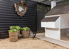 landscaped chicken run treat baskets