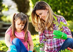 mother and daughter gardening