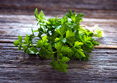 bundle of parsley sprigs and leaves