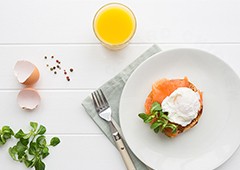 Perfect poached backyard chicken eggs go beautifully with salmon