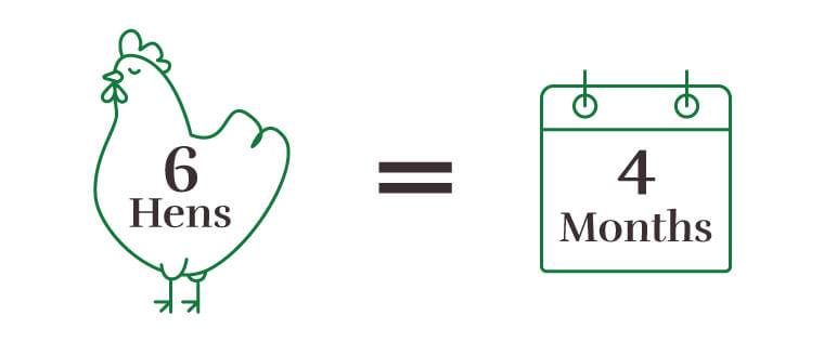 if you have 6 hens your hemp bedding will last 4 months