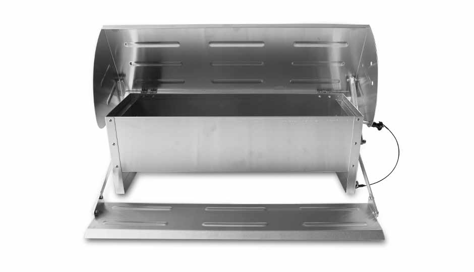 steel chicken feeder and drinker open
