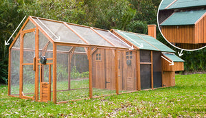 chicken coop roofing with eaves for water fall off