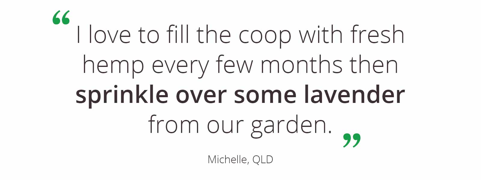 customer testimonial about adding fresh lavender to hemp bedding