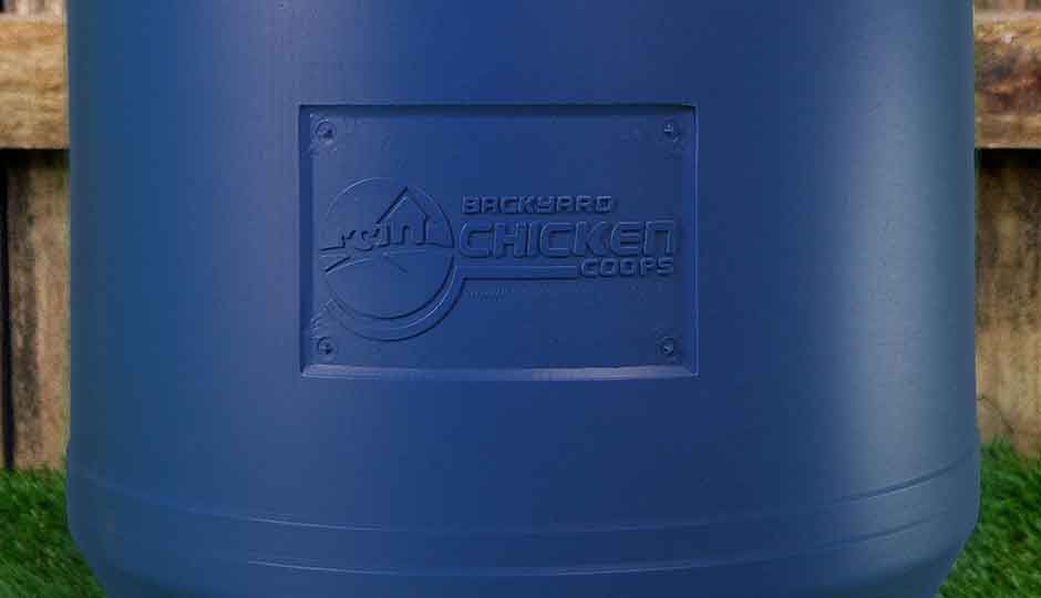 blue storage drum close up detail