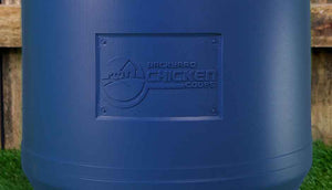 blue storage drum close up detail