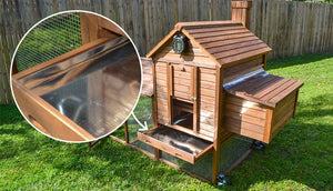 easy to clean chicken coop with pull out tray