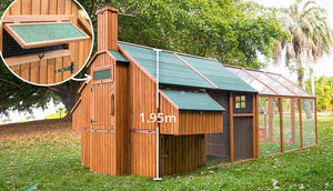 mansion chicken coop with windows for ventilation and high ceilings 