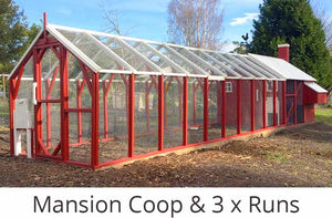 mansion chicken coop and three runs