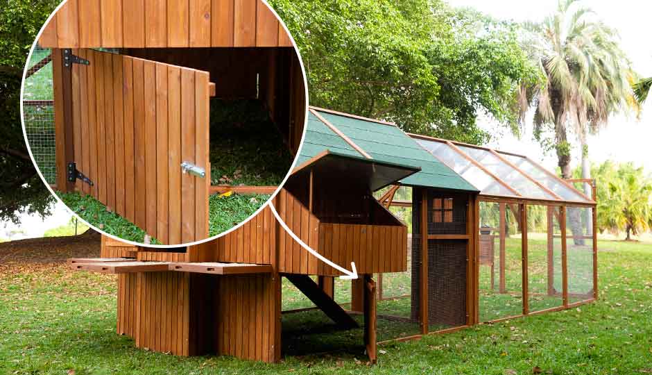 mansion chicken coop lower access door for chickens detail