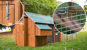 secure mansion chicken coop with galvanised 10mm wire mesh and locks