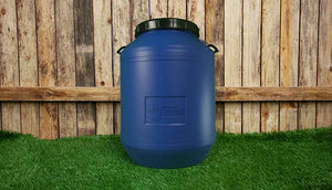 blue 60 litre storage drum for feed