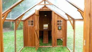 interior view of mansion chicken coop and run