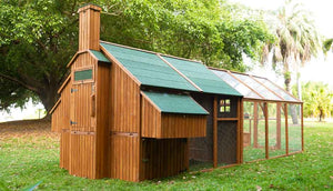 mansion chicken coop and run back view of chimney